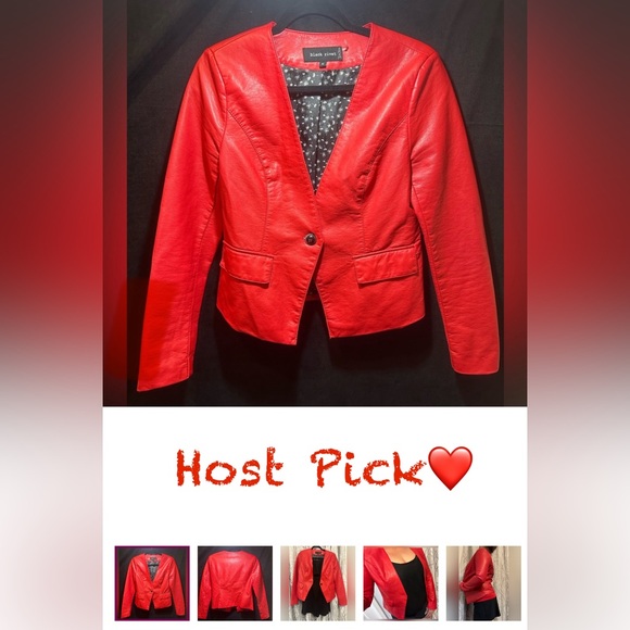 BLACK RIVET {Women's Red Faux Leather Blazer/Jacket. Size M - Picture 15 of 15
